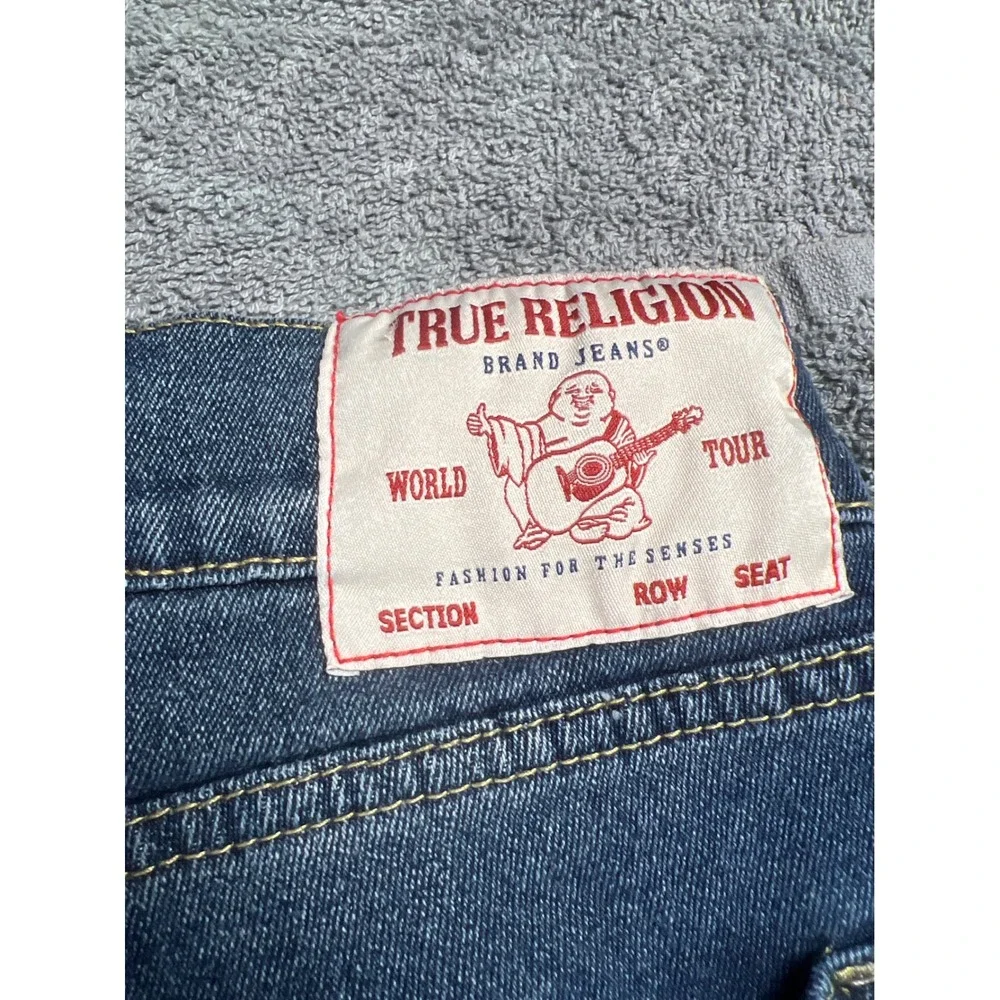 True Religion Ricky Relaxed Straight Jeans Dark‎ Wash Mens Size 34x34